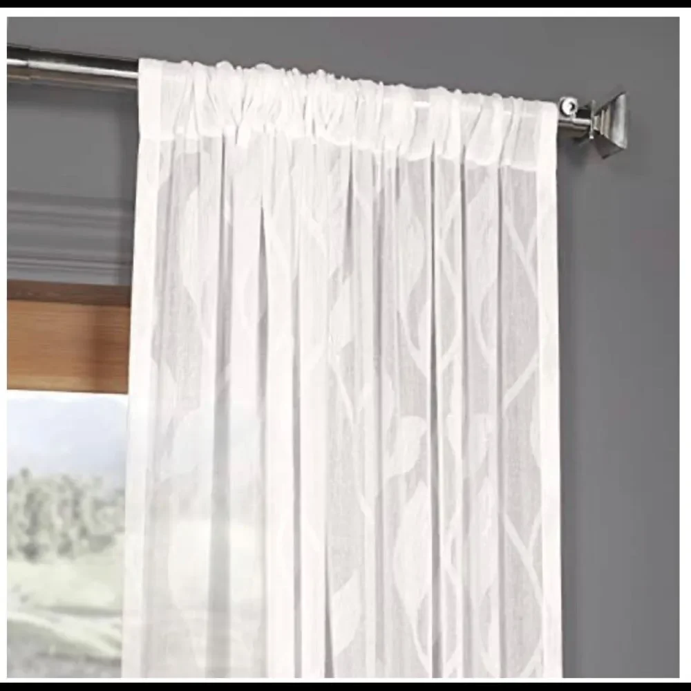 Curtain Panel: Faux Linen white sheer collection 50 inch by 108 inch sheer